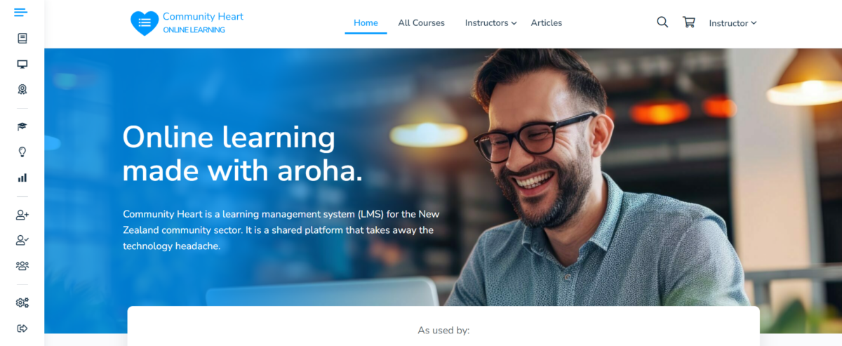 Screenshot of the Community Heart homepage