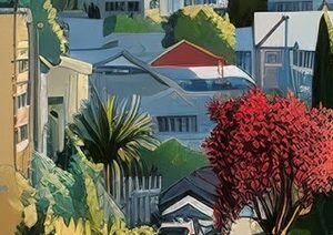 An illustration of a row of houses in New Zealand