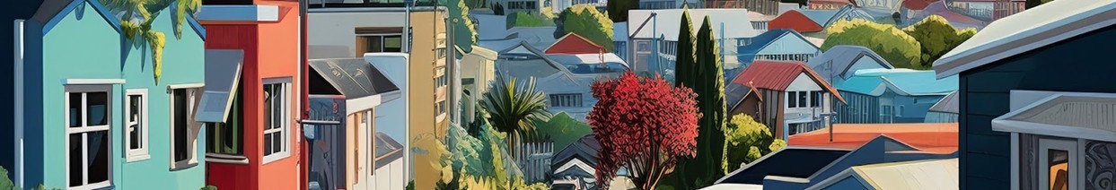 An illustration of a row of houses in New Zealand