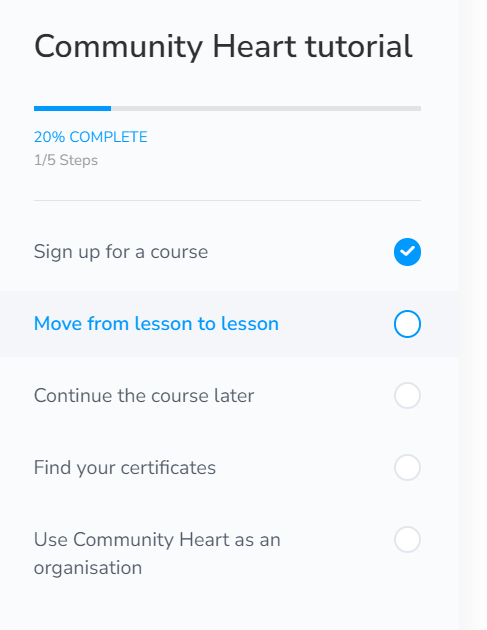 Left-hand course navigation menu