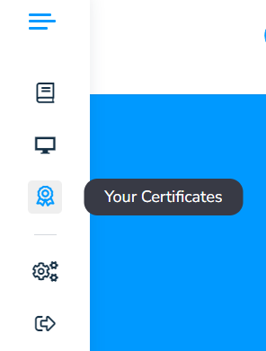 Left-hand menu showing "Your Certificates"