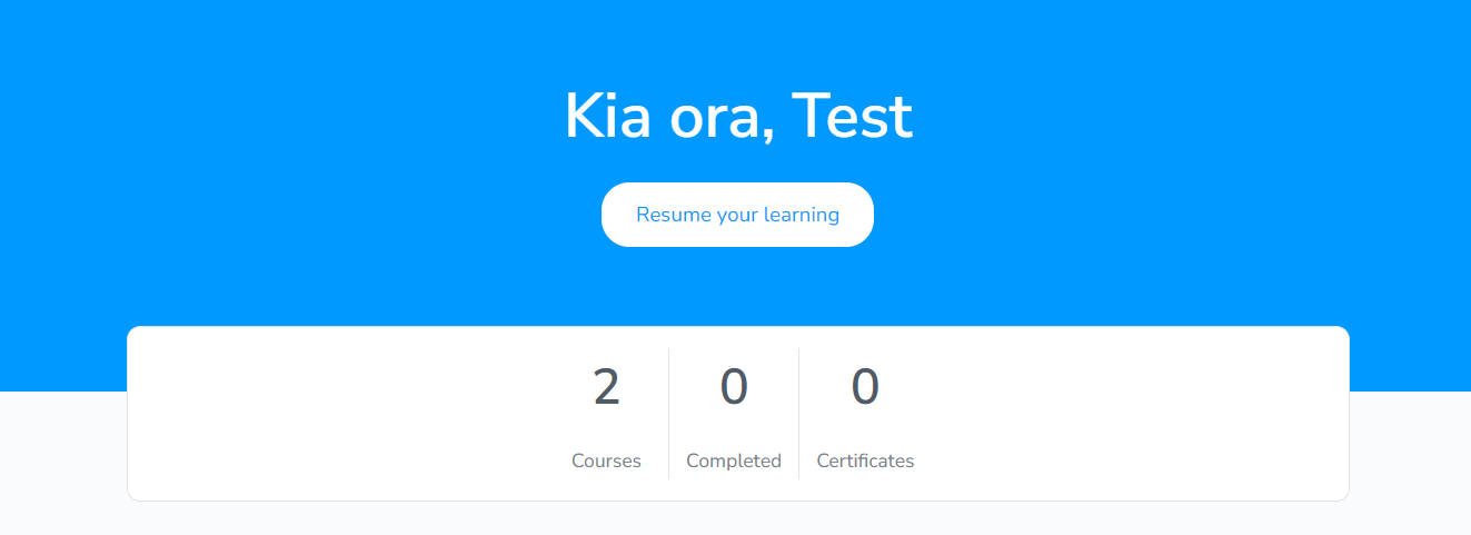 Your Learning page showing the "Resume your learning" button